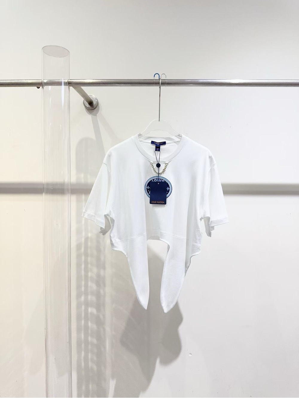Louis Vuitton White Cropped Tie-Front Tee